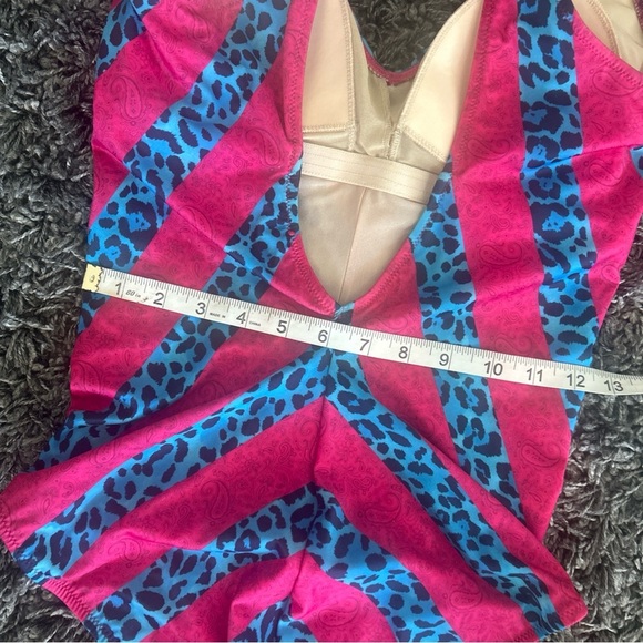 Hot pink paisleys and blue cheetah print one piece Gottex Swimsuit size 10 - Picture 8 of 12